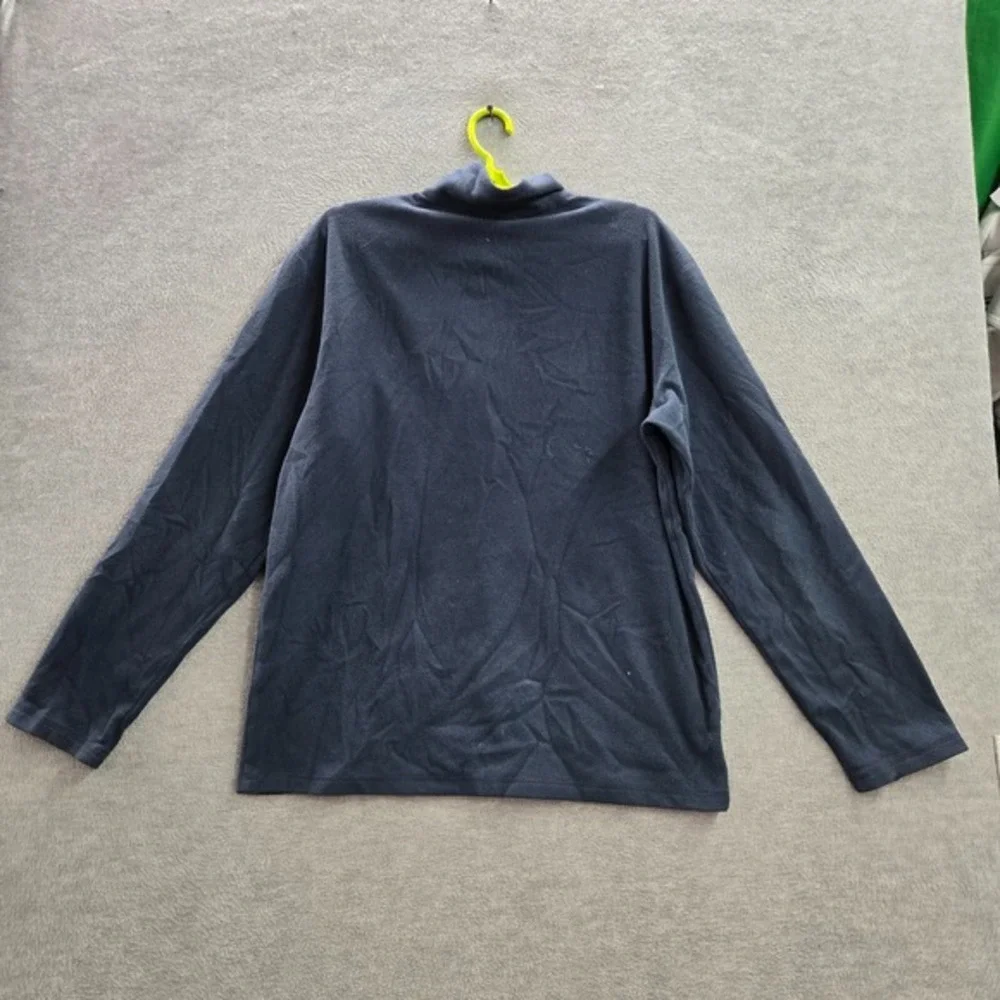 The North Face Men Sweater Medium Blue Fleece Logo 1/4 Zip‎ Mock Neck